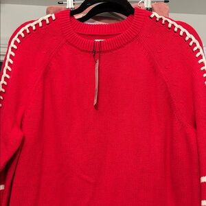 Women's Red Sweater with White Accents